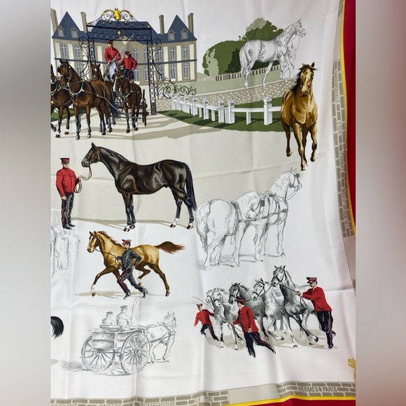 Hermes Vintage Scarf Carre 90” LES HARAS Nationaux” Red - Picture 14 of 16